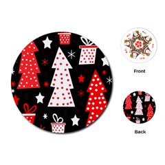 Red playful Xmas Playing Cards (Round) 