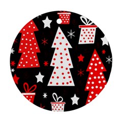 Red playful Xmas Round Ornament (Two Sides) 