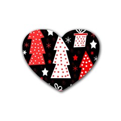 Red playful Xmas Heart Coaster (4 pack) 