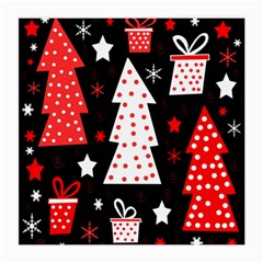 Red playful Xmas Medium Glasses Cloth (2-Side)