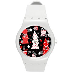 Red playful Xmas Round Plastic Sport Watch (M)