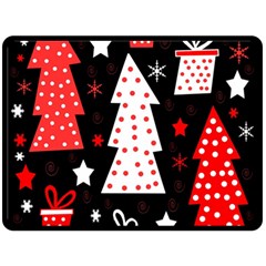 Red playful Xmas Double Sided Fleece Blanket (Large) 