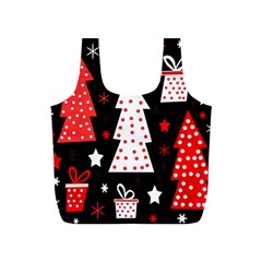 Red playful Xmas Full Print Recycle Bags (S) 