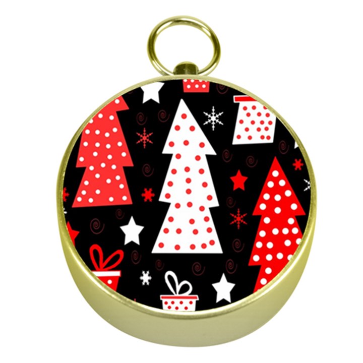 Red playful Xmas Gold Compasses