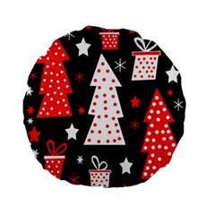 Red playful Xmas Standard 15  Premium Flano Round Cushions