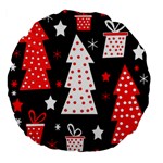 Red playful Xmas Large 18  Premium Flano Round Cushions Back