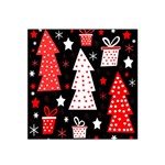 Red playful Xmas Satin Bandana Scarf Front