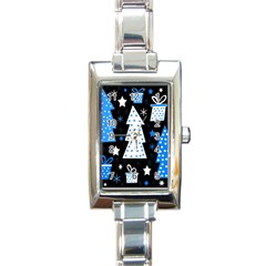 Blue Playful Xmas Rectangle Italian Charm Watch by Valentinaart