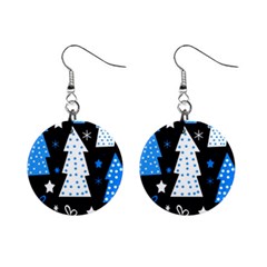 Blue Playful Xmas Mini Button Earrings by Valentinaart