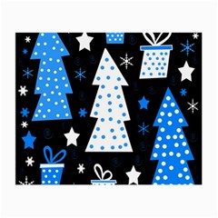 Blue Playful Xmas Small Glasses Cloth (2-side) by Valentinaart