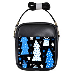 Blue Playful Xmas Girls Sling Bags by Valentinaart