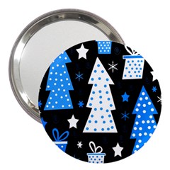 Blue Playful Xmas 3  Handbag Mirrors by Valentinaart