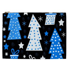 Blue Playful Xmas Cosmetic Bag (xxl)  by Valentinaart