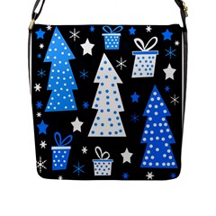 Blue Playful Xmas Flap Messenger Bag (l)  by Valentinaart