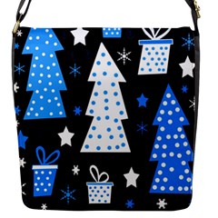 Blue Playful Xmas Flap Messenger Bag (s) by Valentinaart