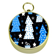 Blue Playful Xmas Gold Compasses by Valentinaart