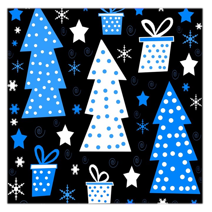 Blue playful Xmas Large Satin Scarf (Square)