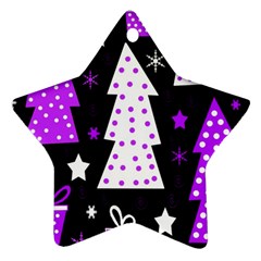 Purple Playful Xmas Ornament (star)  by Valentinaart