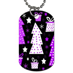 Purple Playful Xmas Dog Tag (two Sides) by Valentinaart