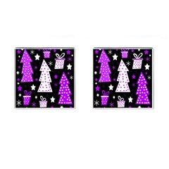 Purple Playful Xmas Cufflinks (square) by Valentinaart