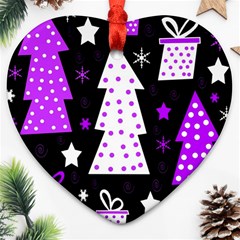 Purple Playful Xmas Heart Ornament (2 Sides)