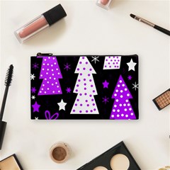 Purple Playful Xmas Cosmetic Bag (small)  by Valentinaart