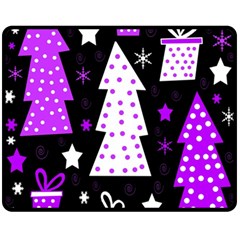 Purple Playful Xmas Fleece Blanket (medium)  by Valentinaart