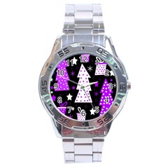 Purple Playful Xmas Stainless Steel Analogue Watch by Valentinaart