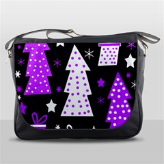 Purple Playful Xmas Messenger Bags by Valentinaart