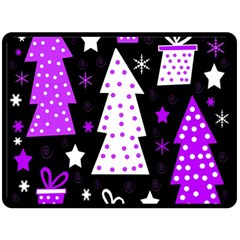 Purple Playful Xmas Double Sided Fleece Blanket (large)  by Valentinaart