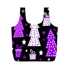 Purple Playful Xmas Full Print Recycle Bags (m)  by Valentinaart