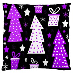 Purple Playful Xmas Large Flano Cushion Case (one Side) by Valentinaart