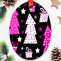 Pink Playful Xmas Ornament (oval) 