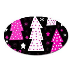 Pink Playful Xmas Oval Magnet