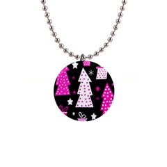 Pink Playful Xmas Button Necklaces by Valentinaart