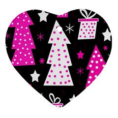 Pink Playful Xmas Heart Ornament (2 Sides) by Valentinaart