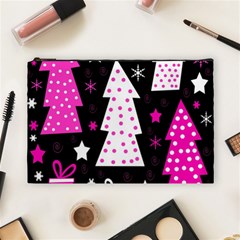 Pink Playful Xmas Cosmetic Bag (large)  by Valentinaart