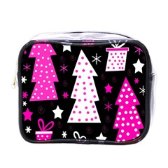 Pink Playful Xmas Mini Toiletries Bags by Valentinaart