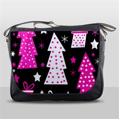 Pink Playful Xmas Messenger Bags by Valentinaart