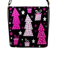 Pink Playful Xmas Flap Messenger Bag (l)  by Valentinaart