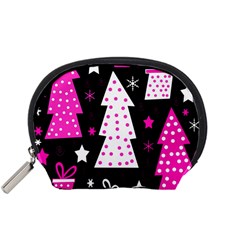 Pink Playful Xmas Accessory Pouches (small)  by Valentinaart