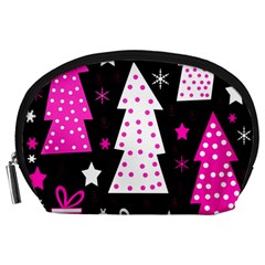 Pink Playful Xmas Accessory Pouches (large)  by Valentinaart