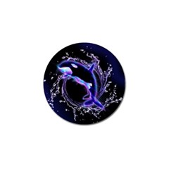 Orca With Glowing Line Jumping Out Of A Circle Mad Of Water Golf Ball Marker (4 Pack)