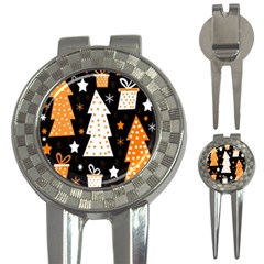 Orange Playful Xmas 3-in-1 Golf Divots by Valentinaart