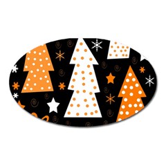 Orange Playful Xmas Oval Magnet by Valentinaart