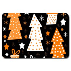 Orange Playful Xmas Large Doormat  by Valentinaart