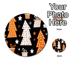 Orange Playful Xmas Multi-purpose Cards (round)  by Valentinaart