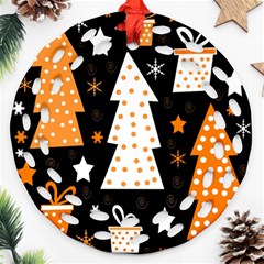 Orange Playful Xmas Ornament (round Filigree) 