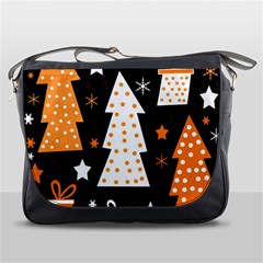 Orange Playful Xmas Messenger Bags by Valentinaart