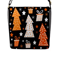 Orange Playful Xmas Flap Messenger Bag (l)  by Valentinaart